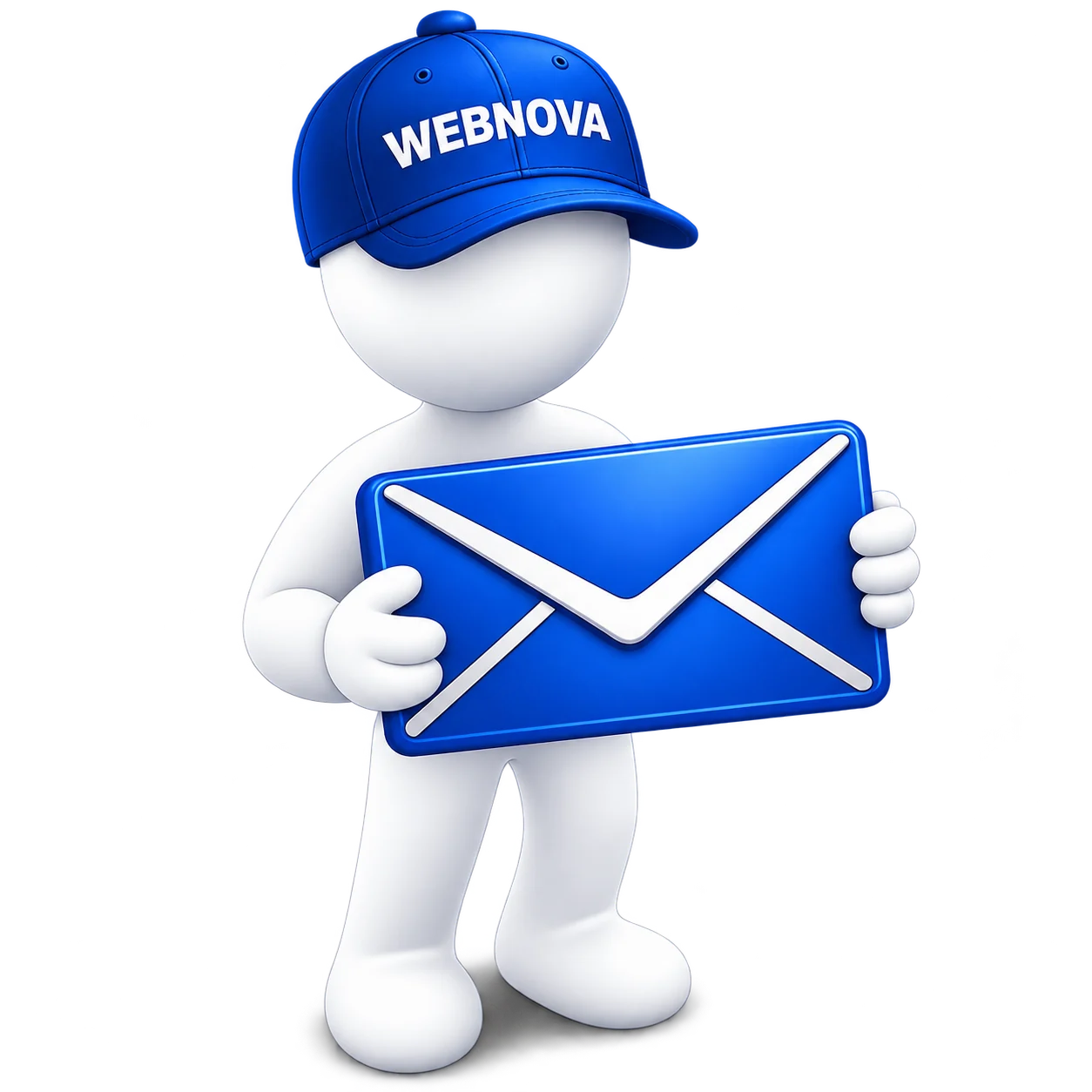 Webnova-bud håller ett blått kuvert