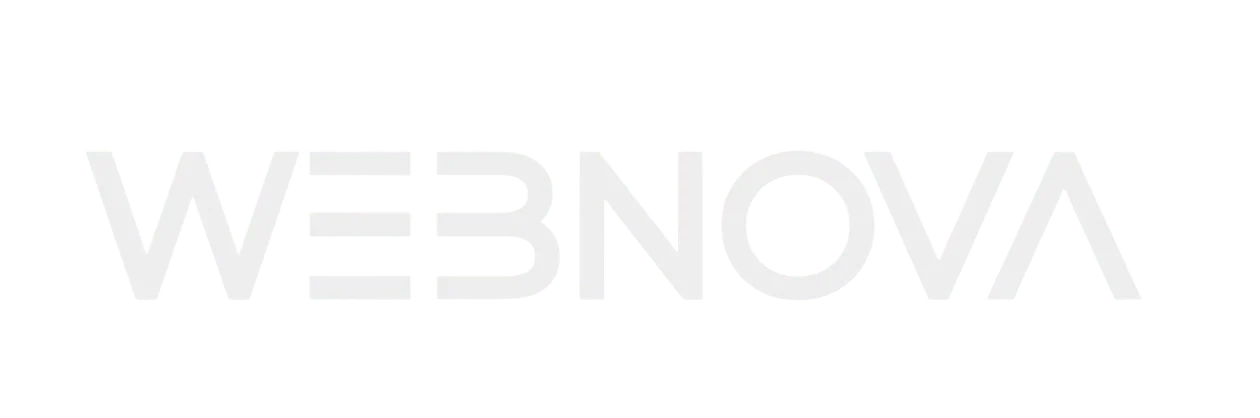 White WEBNOVA logo on dark green background